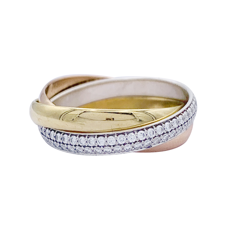 Cartier 3 golds and diamonds ring small model