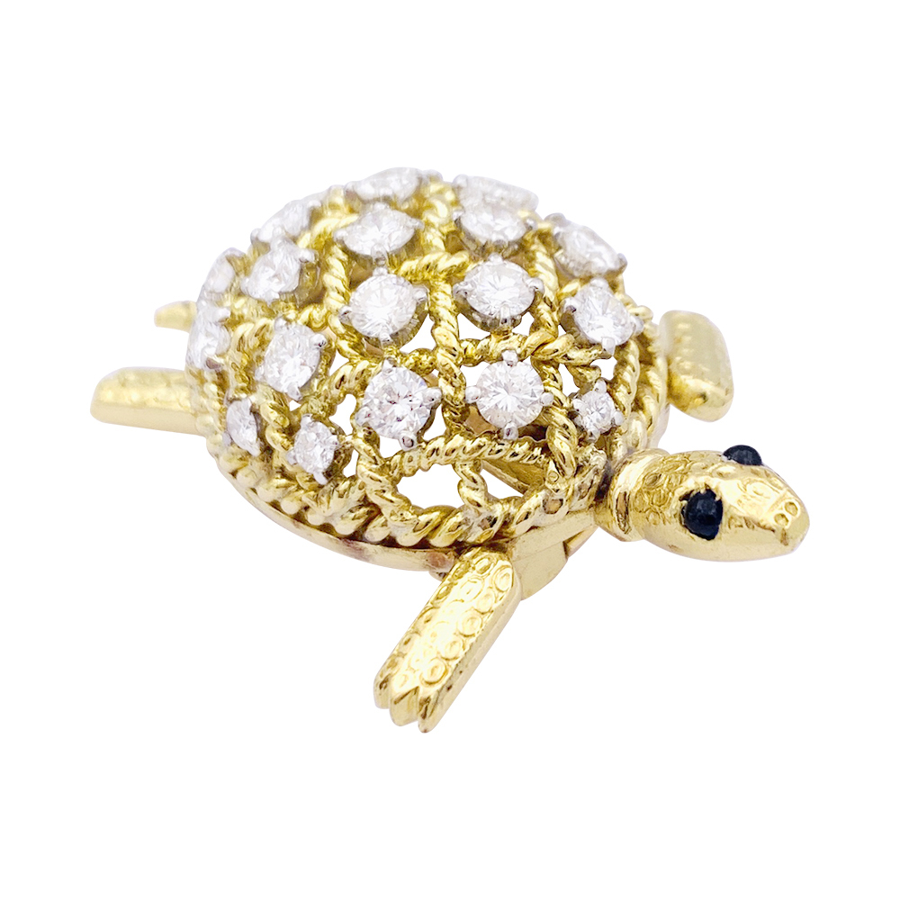 Cartier gold and diamonds vintage Turtle brooch