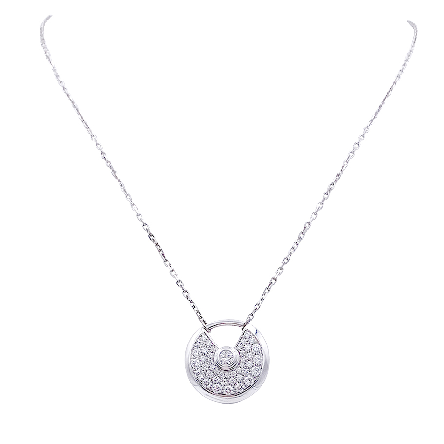 pre-owned 18kt white gold Dentelle diamond pendant necklace