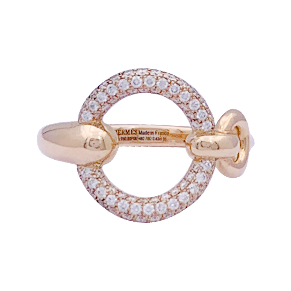 Hermès ring, pink gold, diamonds, 