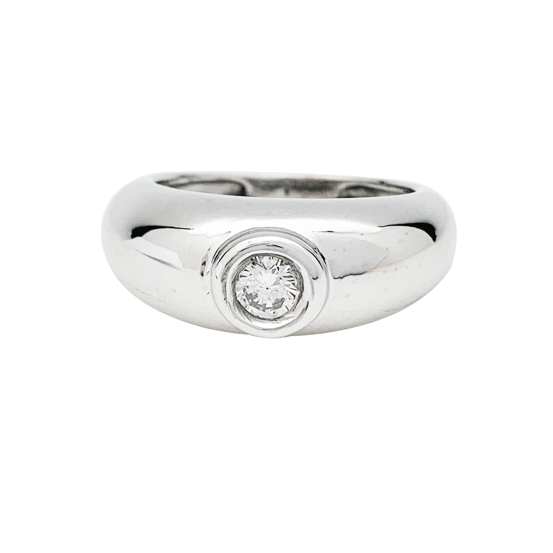 Bague jonc or blanc diamant