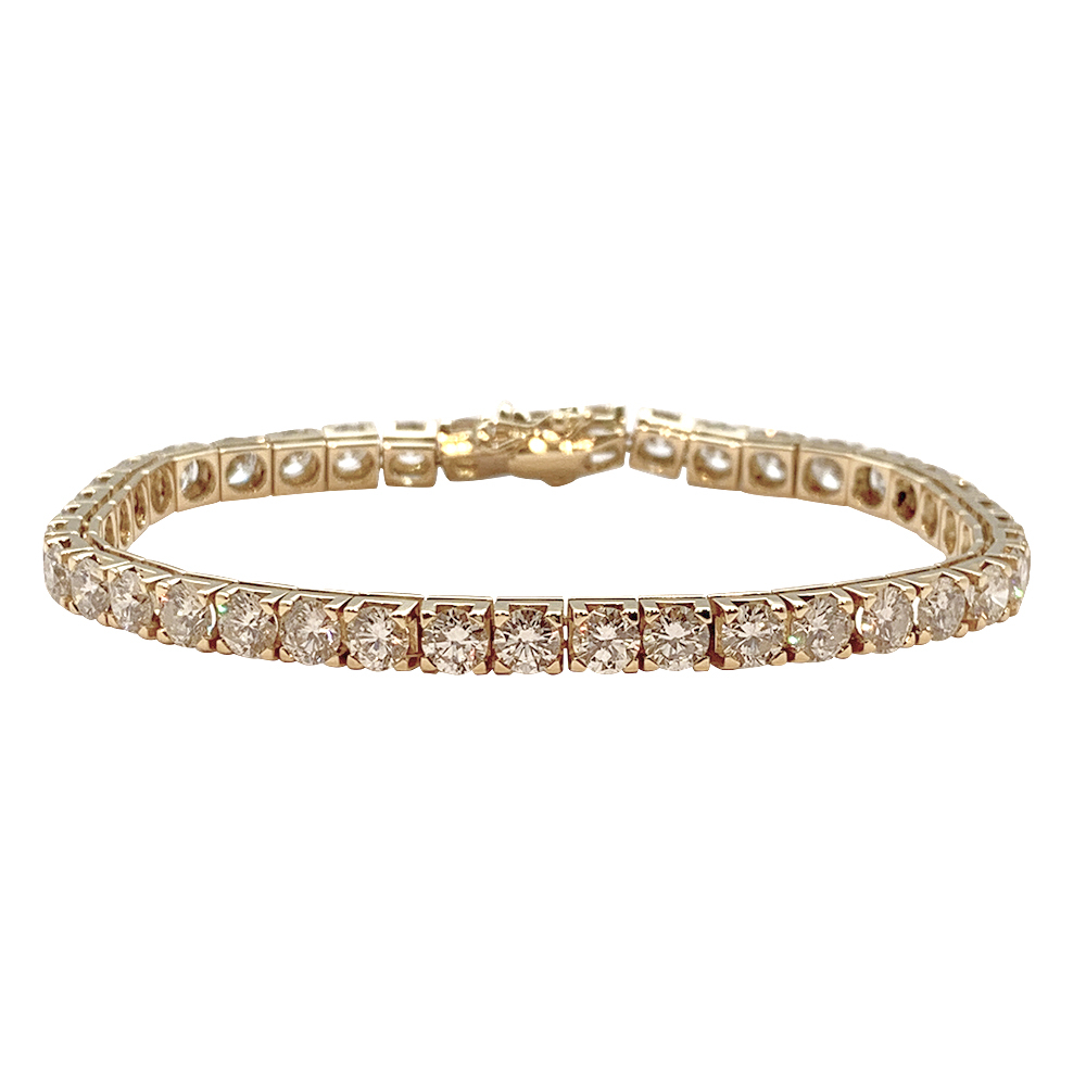 Yellow Gold Tennis Bracelet Set With Brilliants   Miller Bracelet Ligne Diamants 30035 