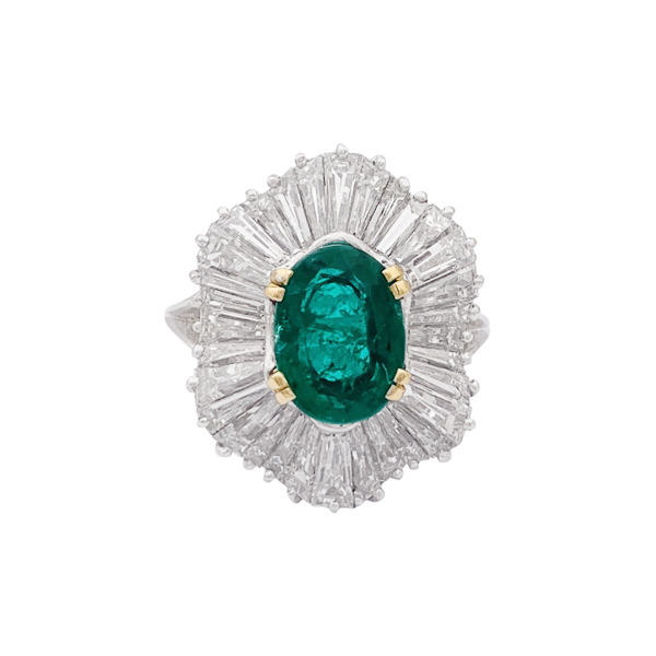 Gold, platinum, diamonds, emerald "Jupe" ring.