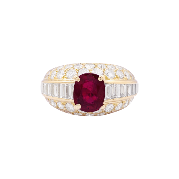 Bague Cartier "Gina" or jaune, diamants, rubis.