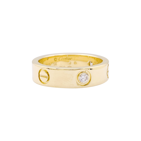 Bague Cartier, "Love 3 diamants", or jaune, diamants.