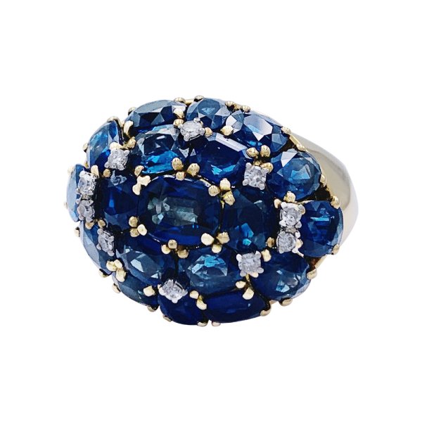 Vintage gold, sapphires and diamonds ring.