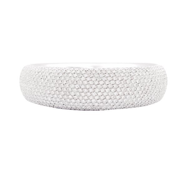 Bracelet jonc en or blanc, pavage diamants.