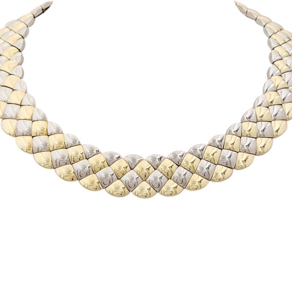 Collier Aldebert or jaune et blanc.