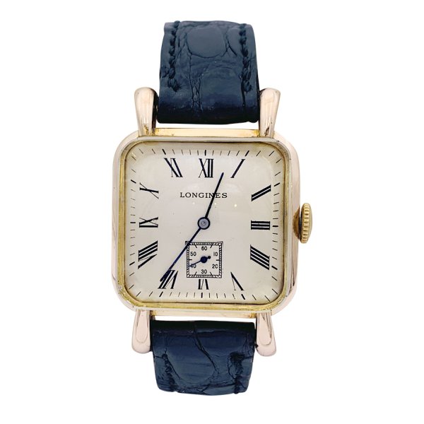 Montre vintage Longines or rose cuir