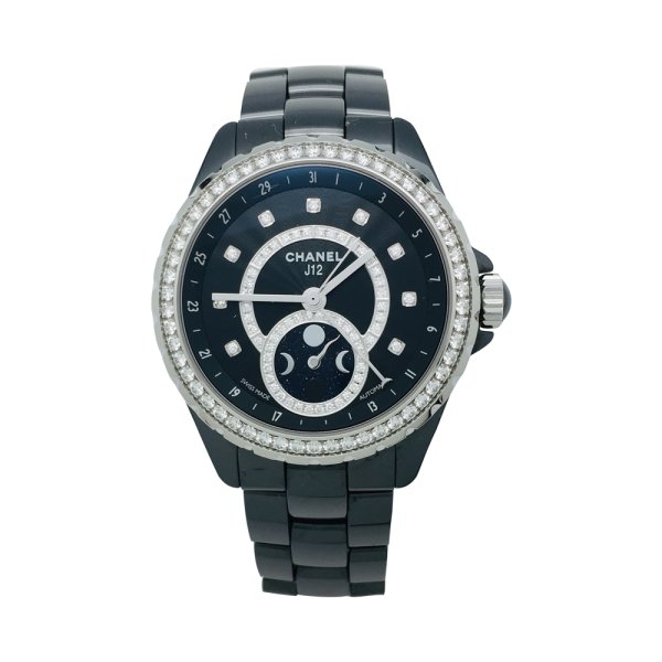 Chanel Black Ceramic  Diamond J12 Moonphase Watch Excellent  Lot 58002   Heritage Auctions