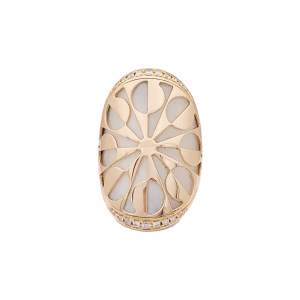 Bague Bulgari "Intarsio" or rose, nacre, diamants.