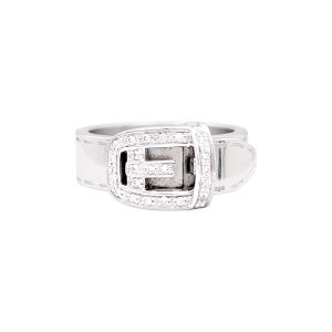 Bague Gucci "Ceinture" or blanc, diamants.