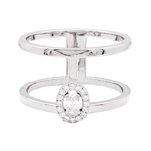 Bague Messika "Glam'Azone" or blanc, diamants.