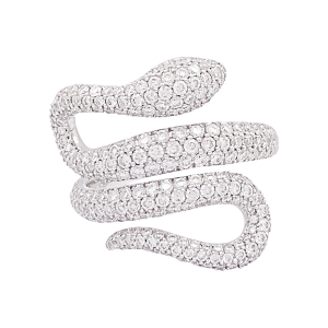 Bague Messika "Snake" or blanc, diamants.