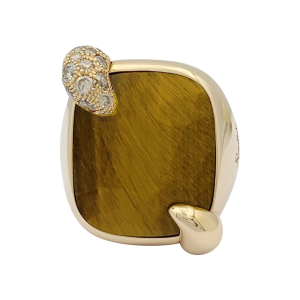 Pomellato "Ritratto" ring, rose gold, diamonds, tiger-eye.