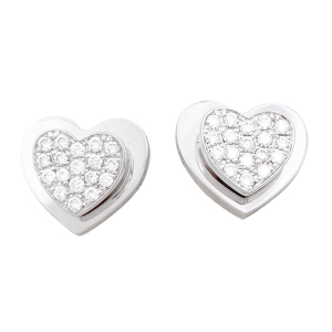 Boucles d'oreille Piaget "Coeur" or blanc, diamants.