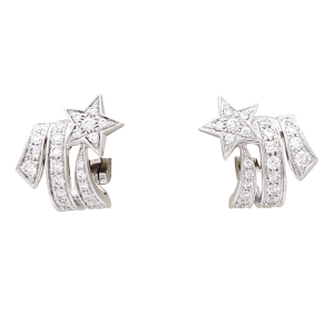 Boucles d'oreilles Chanel, "Etoile Filante", or blanc, diamants.