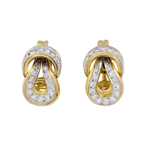 Boucles d'oreilles Lalaounis "Heracles Knot" deux ors, diamants.