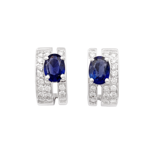 Sapphires, diamonds and white gold earrings.