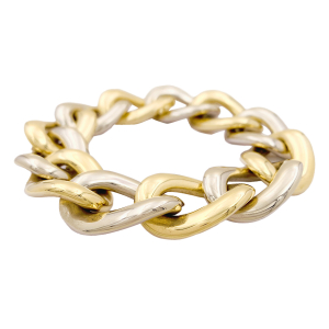 Bracelet Chaumet, gros maillons en deux tons d'or.