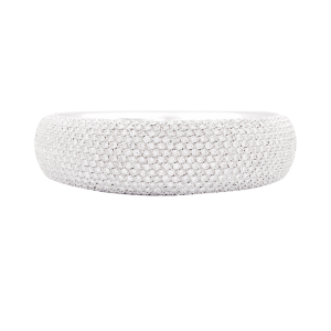 Bracelet jonc en or blanc, pavage diamants.