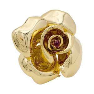 Fred brooch, yellow gold, ruby.