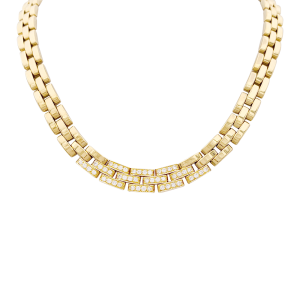 Collier Cartier "Tyrana", or jaune, diamants.