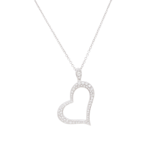 Collier Piaget "Coeur" or blanc, diamants.