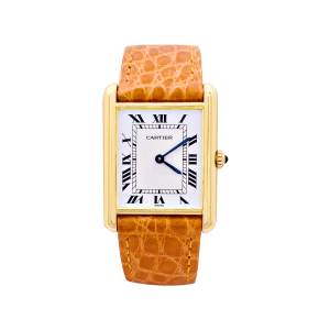 Montre Cartier, "Tank Louis Cartier", or jaune.