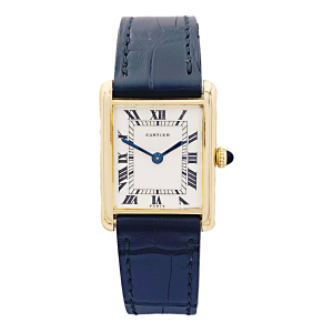 Cartier gold watch, "Tank Louis Cartier Extra Plate" collection.