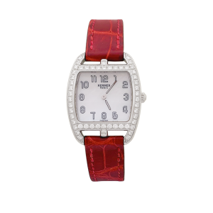 Hermès steel and diamonds watch, "Cape Cod Tonneau" collection.