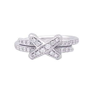 Bague Chaumet "Jeux de Liens" or blanc, diamants.