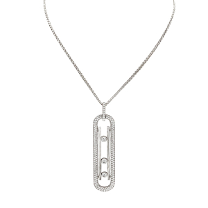 Messika white gold and diamonds long necklace, “Move 10th anniversary” collection.