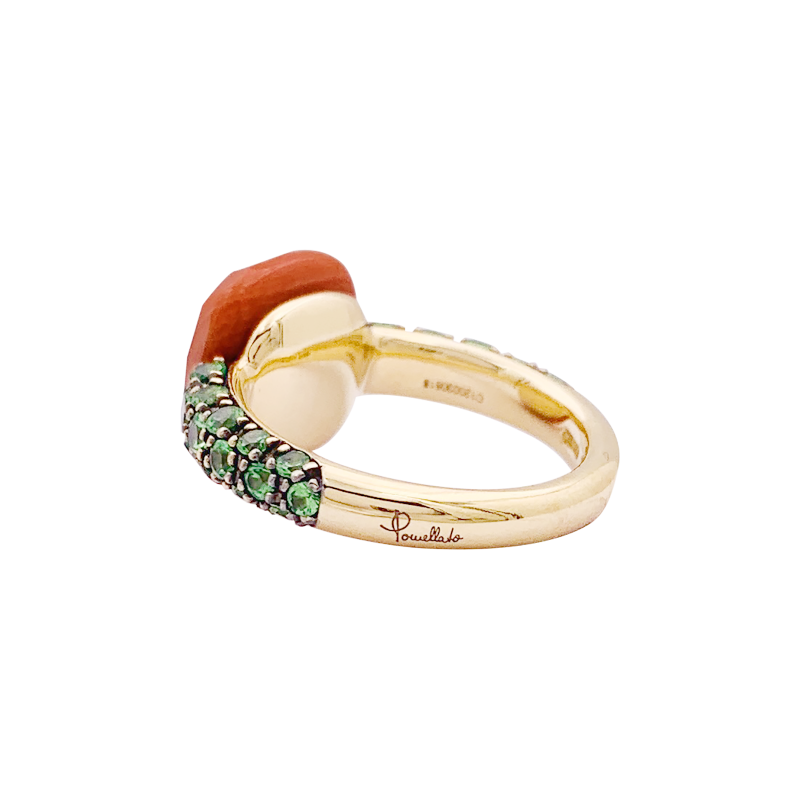 Bague Pomellato "Capri" en or rose, corail et tsavorites.