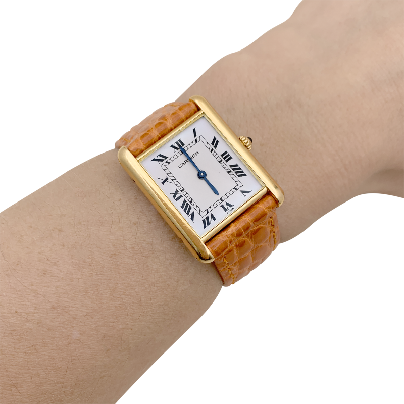 Montre Cartier, "Tank Louis Cartier", or jaune.