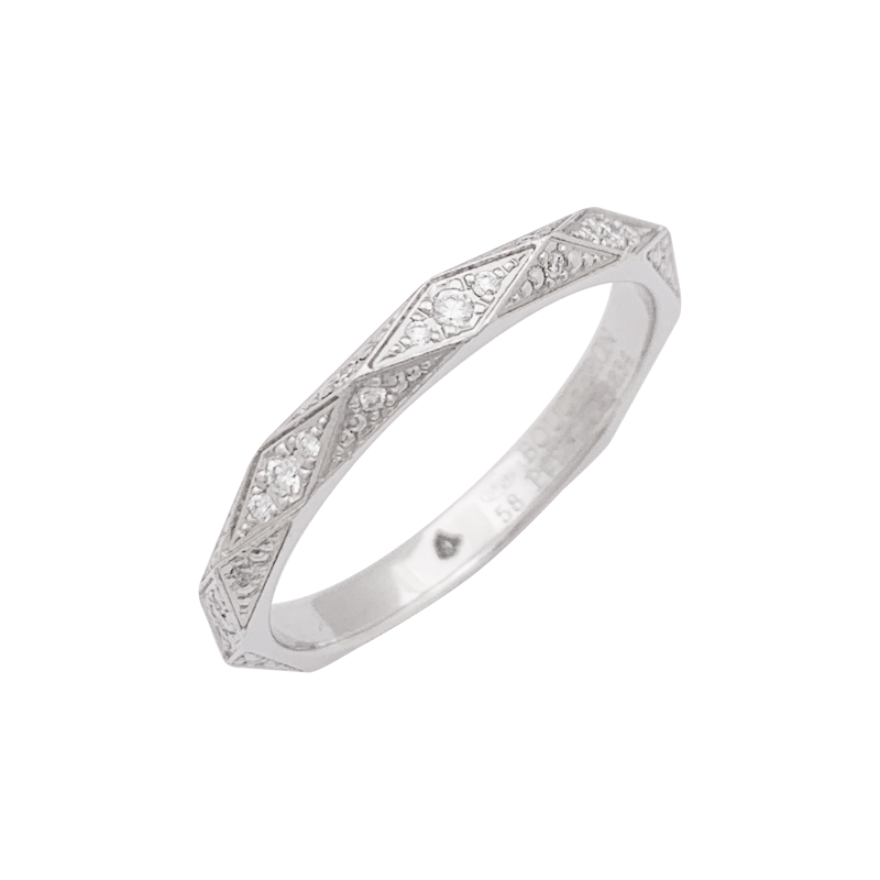 Alliance Boucheron "Facette" platine, diamants.