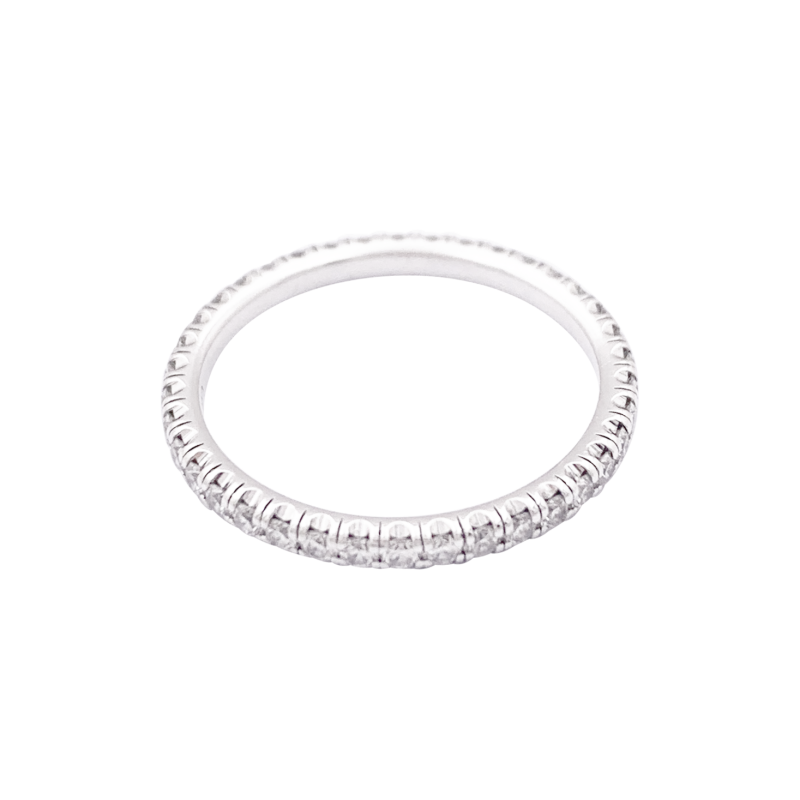 Alliance Cartier, "Etincelle", or blanc, diamants.