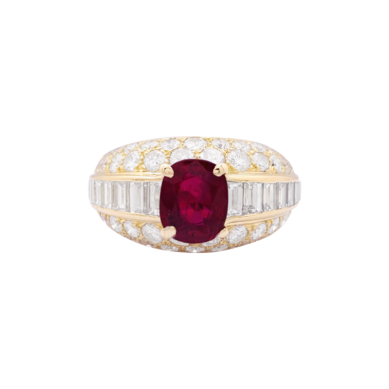 Bague Cartier "Gina" or jaune, diamants, rubis.