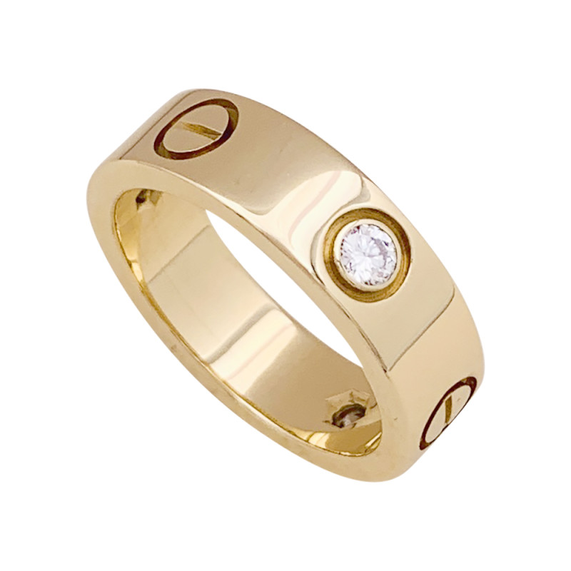 Bague Cartier, "Love 3 diamants", or jaune, diamants.