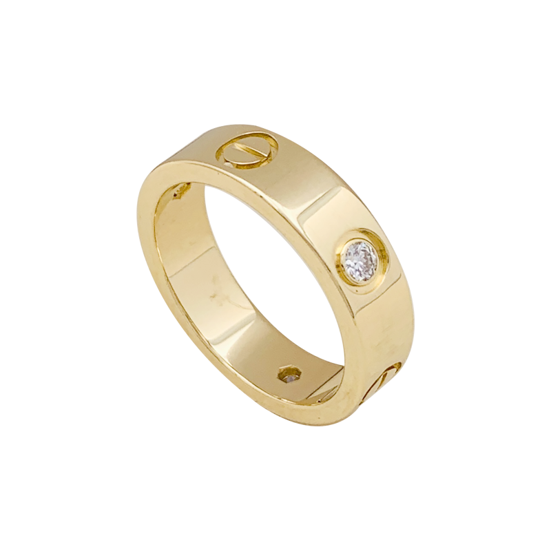 Bague Cartier, "Love 3 diamants", or jaune, diamants.