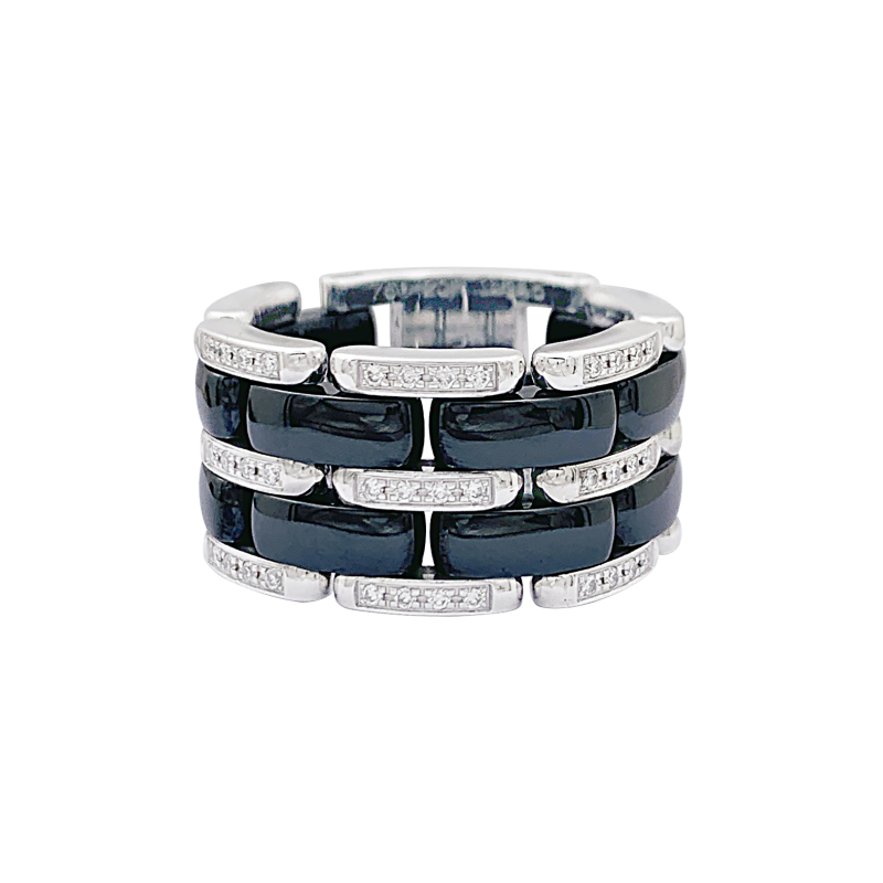 Chanel white gold ceramic and diamonds ring, "Ultra" collection.