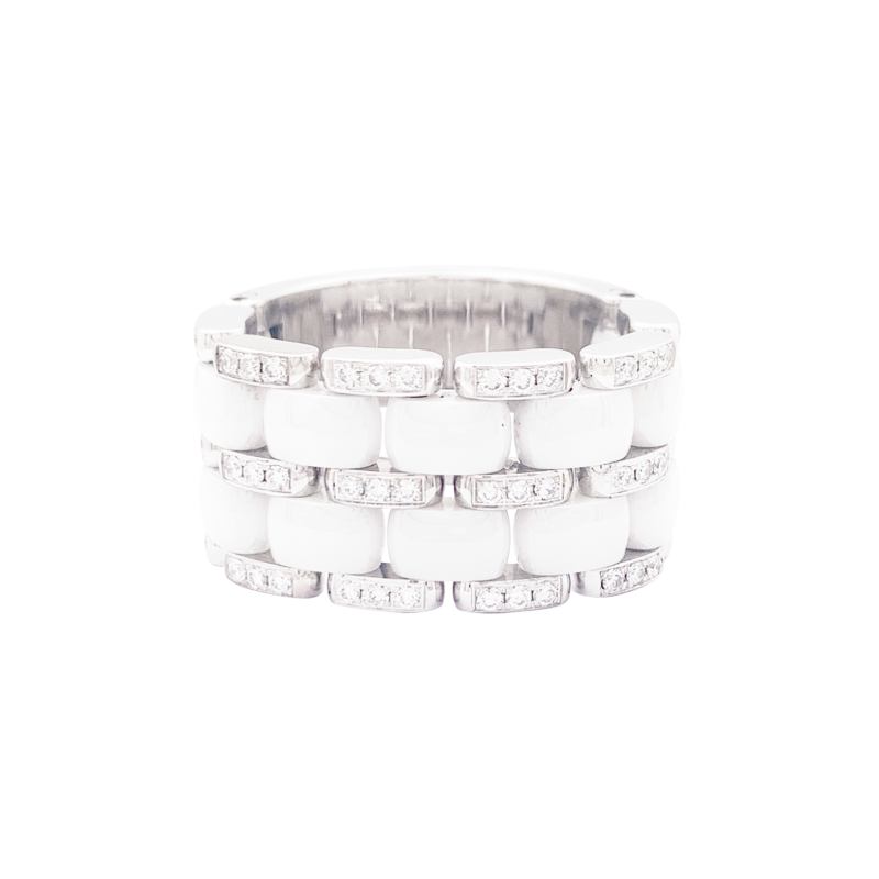 Chanel white gold and ceramic ring, "Ultra" collection.