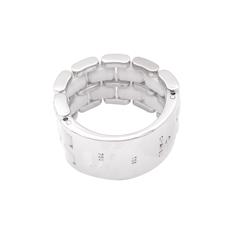 Chanel white gold and ceramic ring, "Ultra" collection.