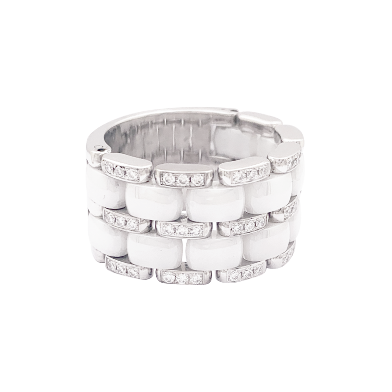 Chanel white gold and ceramic ring, "Ultra" collection.