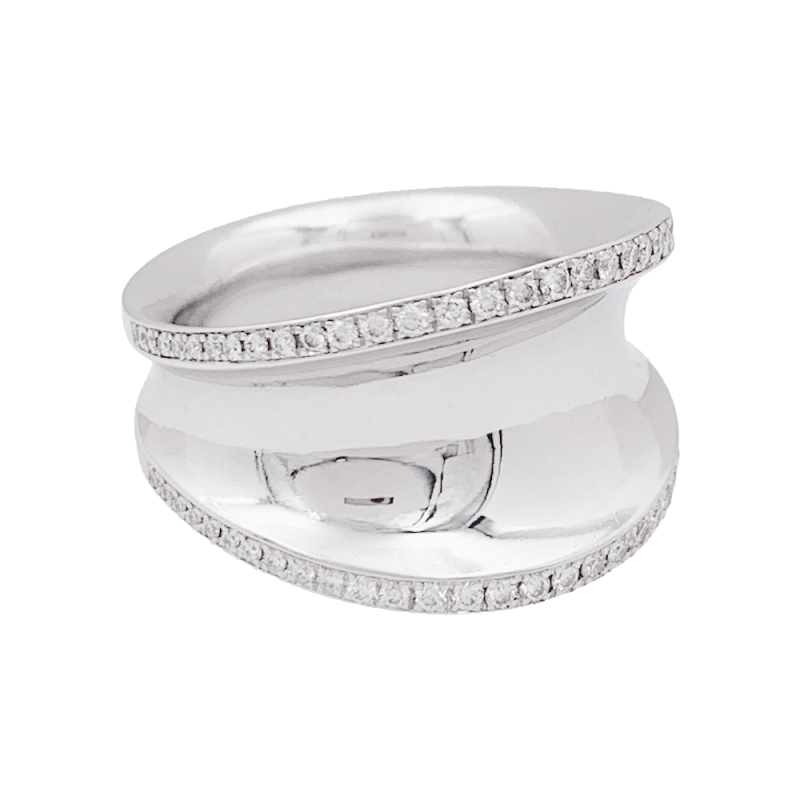 Bague Chopard "Impérial" or blanc, diamants.