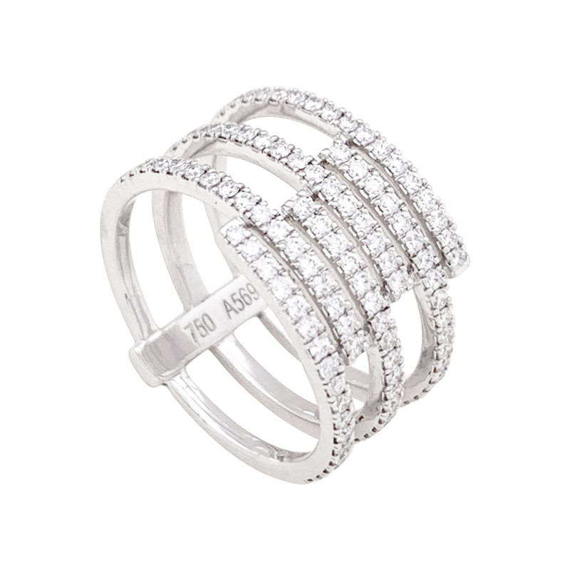 Bague Messika "Gatsby", or blanc, diamants.