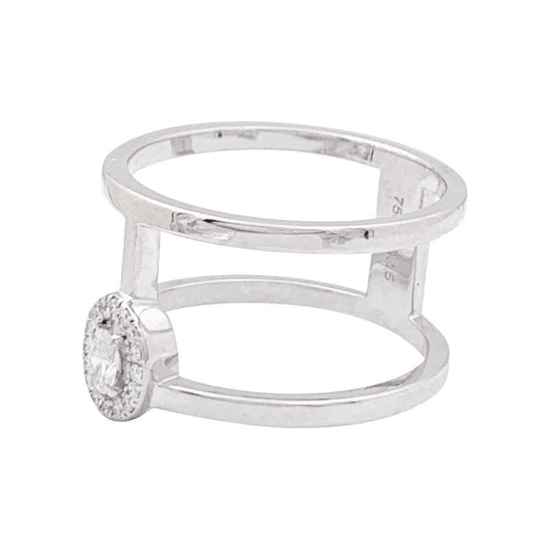 Bague Messika "Glam'Azone" or blanc, diamants.