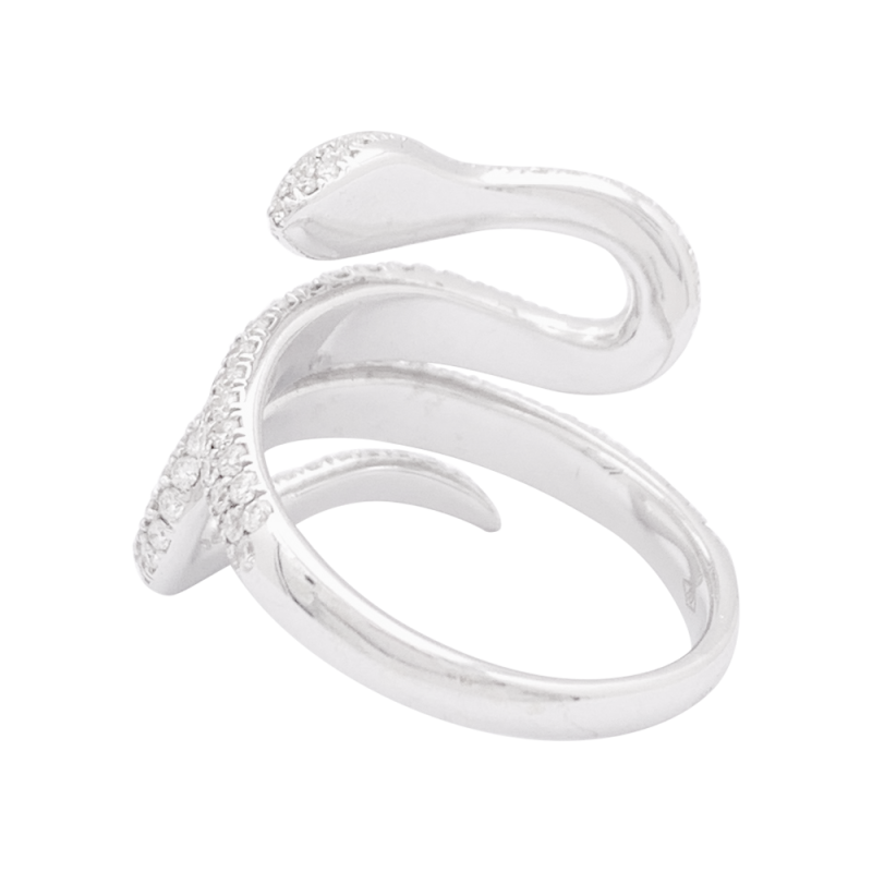 Bague Messika "Snake" or blanc, diamants.