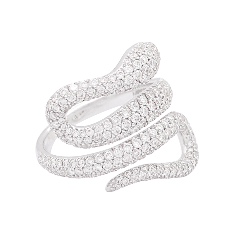 Bague Messika "Snake" or blanc, diamants.