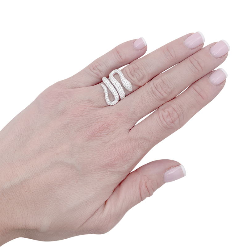 Bague Messika "Snake" or blanc, diamants.